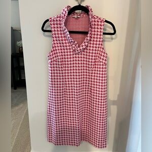Tyler Boe Pink and White Houndstooth Mini Dress